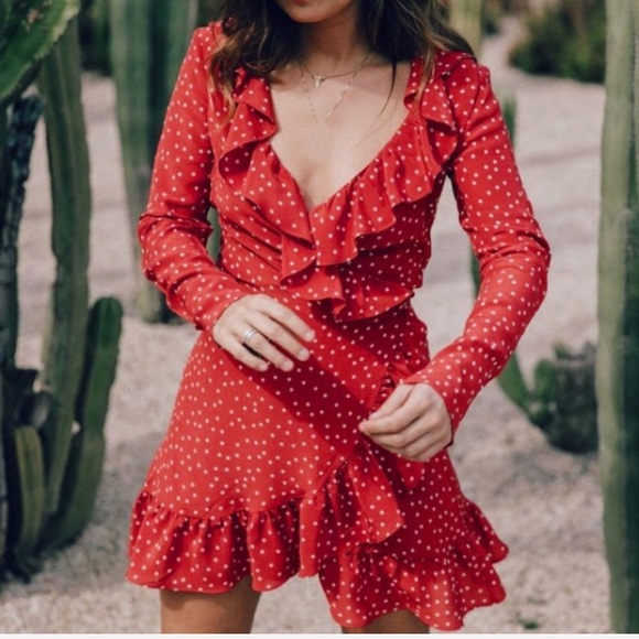 NWT polka dot ruffle wrap dress ⭐️5 star rated ⭐️ - Picture 2 of 8